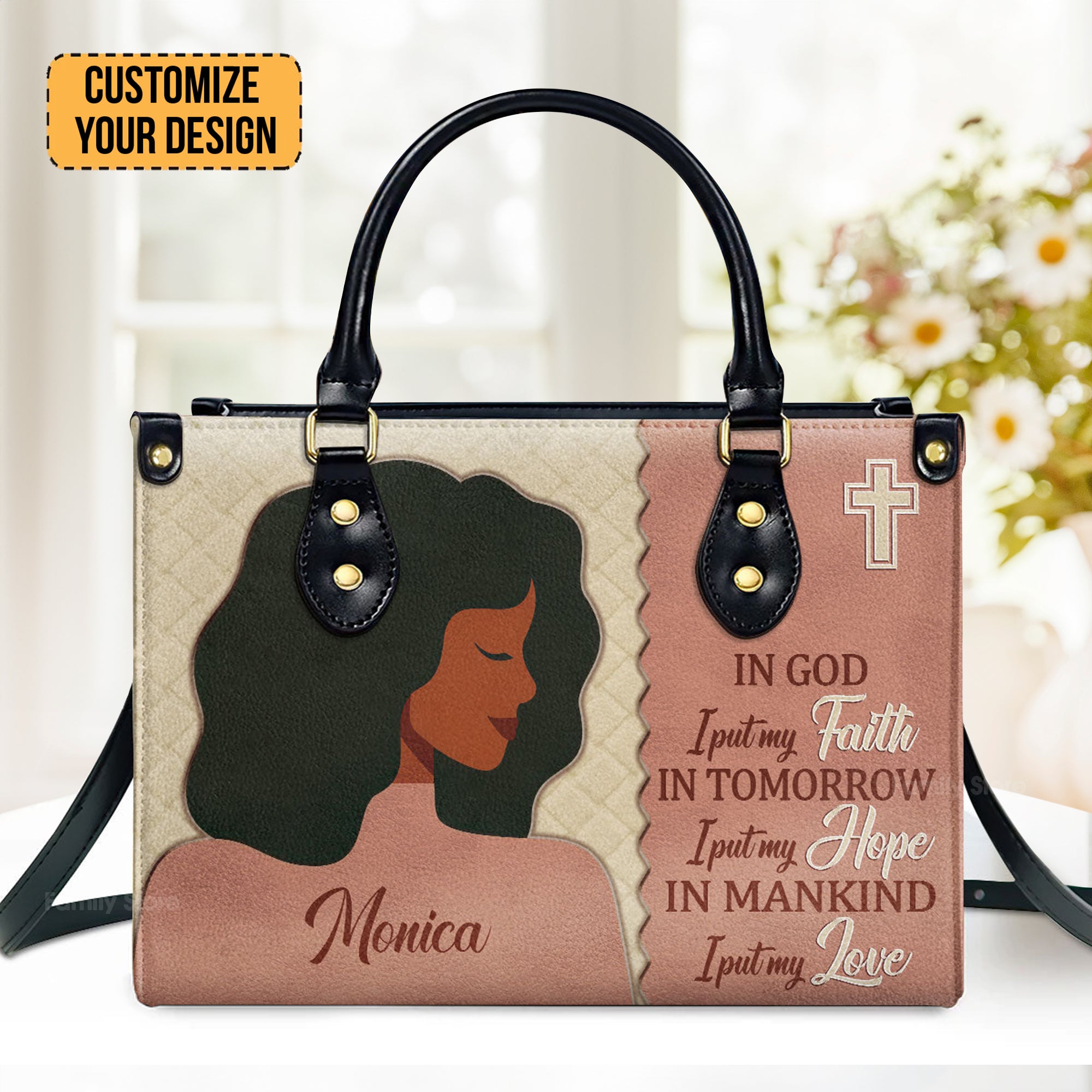 In God I Put My Faith - Thoughtful Gift For Christians - Personalized Leather Handbag With Handle - AT4080832