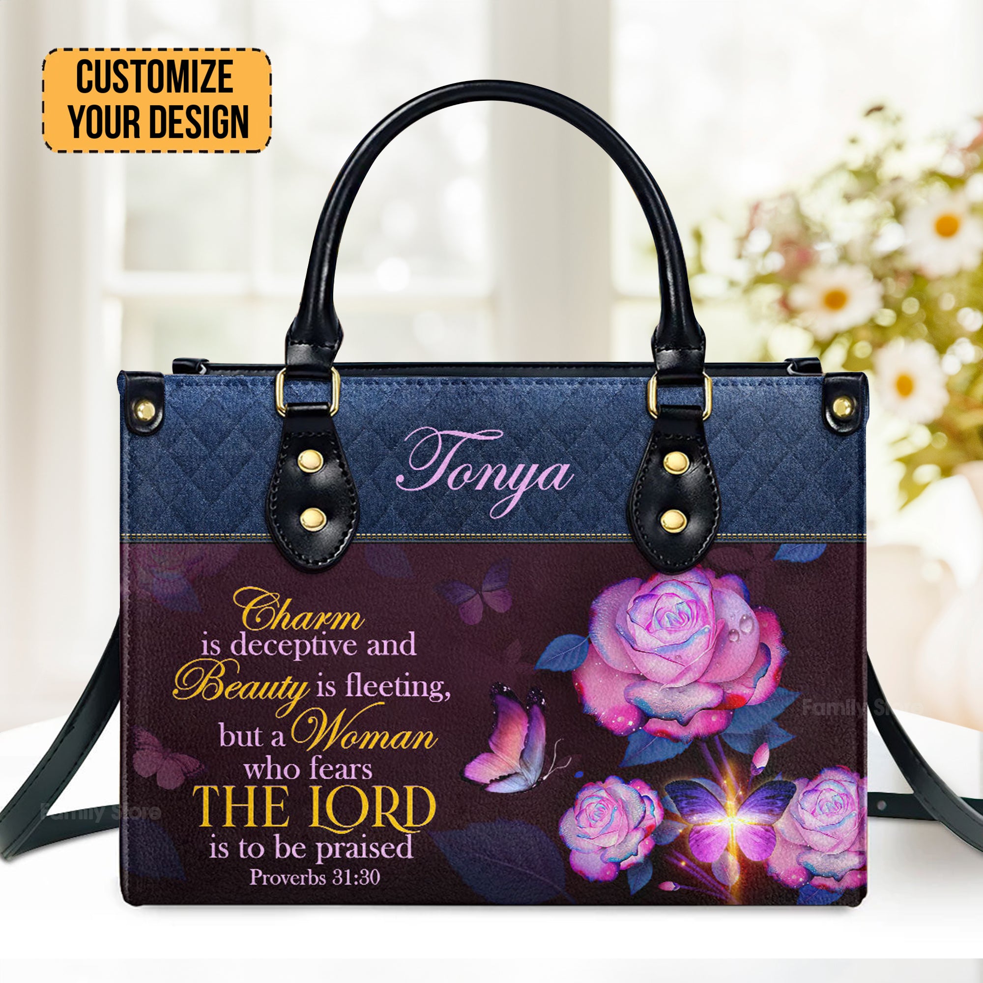 Proverbs 3130 - Beautiful Personalized Leather Handbag - AT4081312