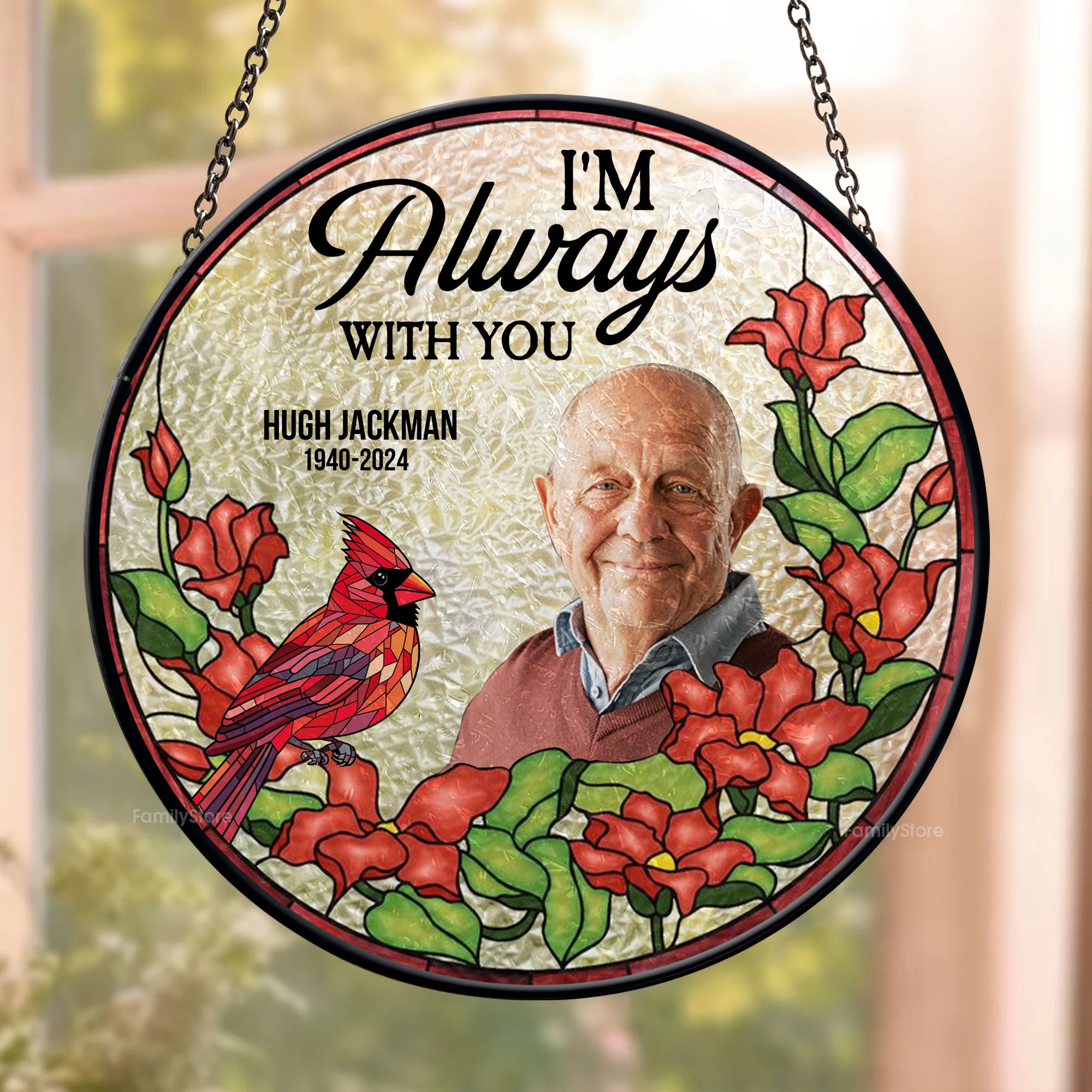 I Will Stay With You Forever- Memorial Gift - Personalized Stained Glass Window Hanging Suncatcher NA94