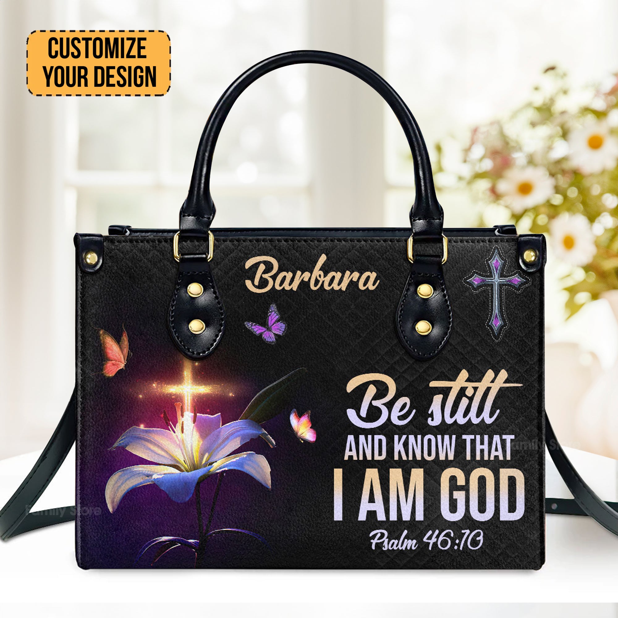 Be Still And Know That I Am God - Scripture Gifts For Women Of God - Personalized Leather Handbag With Handle - AT4080705