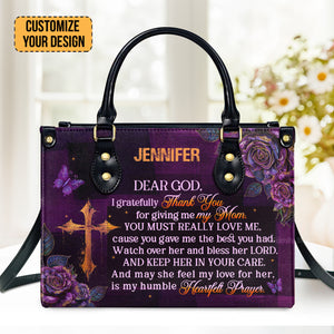 I Gratefully For Giving Me My Mom - Awesome Personalized Leather Handbag - AT4081215