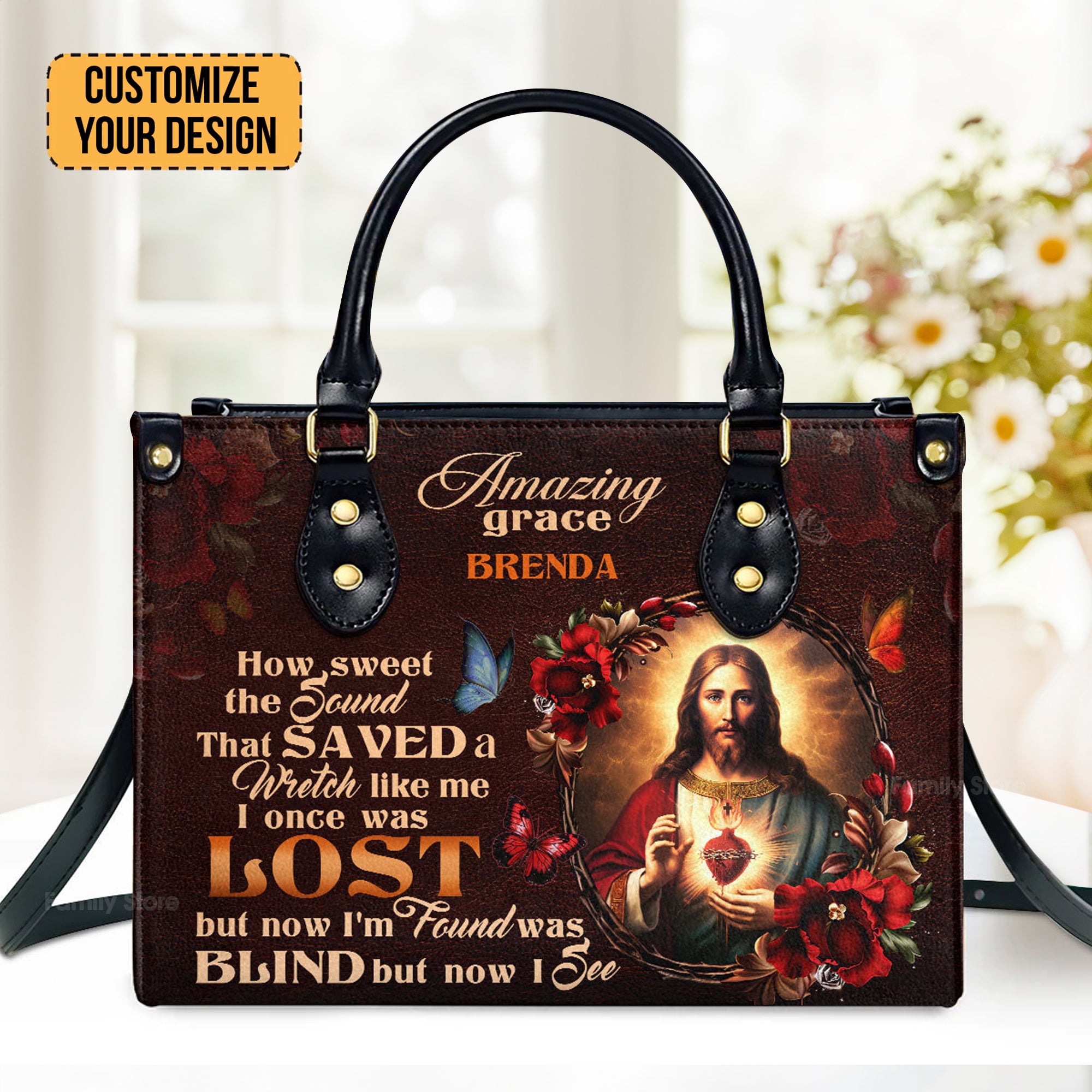 Jesus Amazing Grace - Thoughtful Gift For Christians - Personalized Leather Handbag With Handle - AT4081223