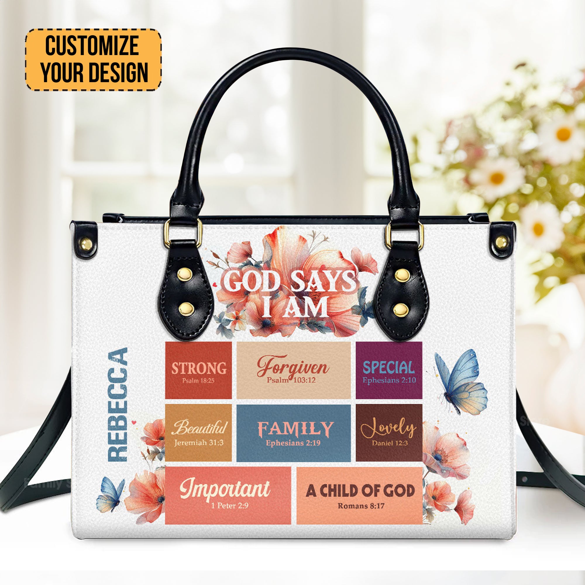 God Says I Am - Thoughtful Gift For Christians - Personalized Leather Handbag With Handle - AT4080970