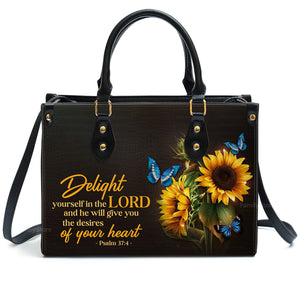 Delight Yourself In The Lord - Thoughtful Gift For Christians - Personalized Leather Handbag With Handle - AT4080737