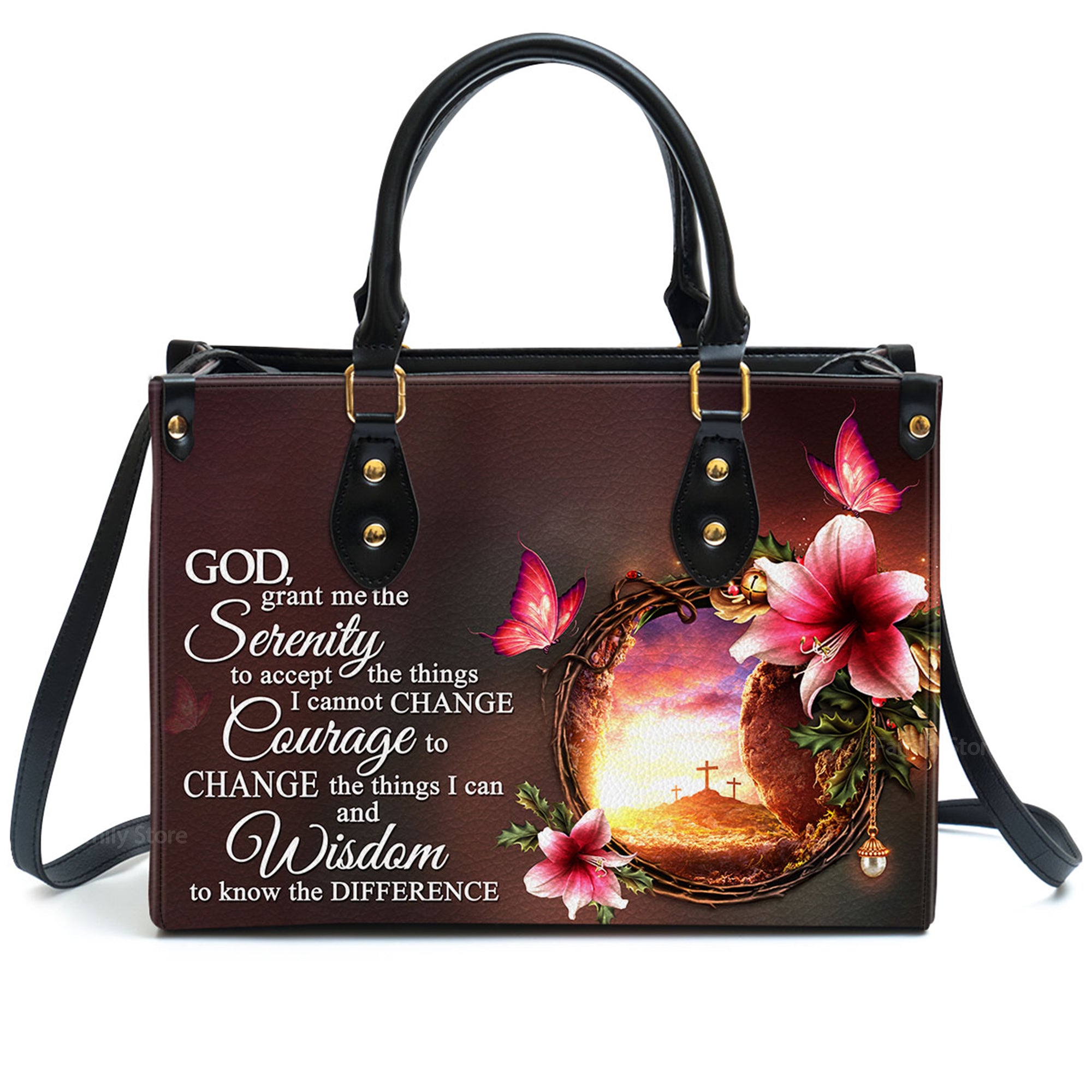 God, Grant Me The Serenity To Accept The Things I Cannot Change - Thoughtful Gift For Christians - Personalized Leather Handbag