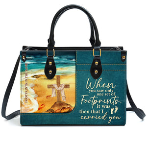 Footprints In The Sand - Unique Personalized Leather Handbag - AT4080940