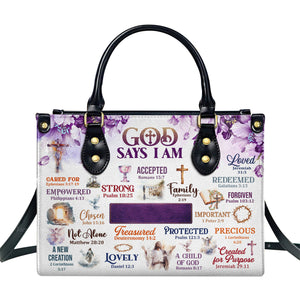 God Says I Am - Beautiful Personalized Leather Handbag - AT4080971