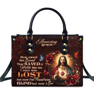 Jesus Amazing Grace - Thoughtful Gift For Christians - Personalized Leather Handbag With Handle - AT4081223