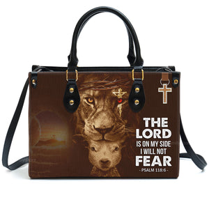 Special Lion The Lord Is On My Side - Thoughtful Gift For Christians - Personalized Leather Handbag With Handle - AT4081429