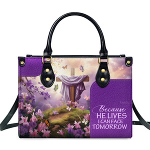 Because He Lives - Thoughtful Gift For Christians - Personalized Leather Handbag With Handle - AT4080954