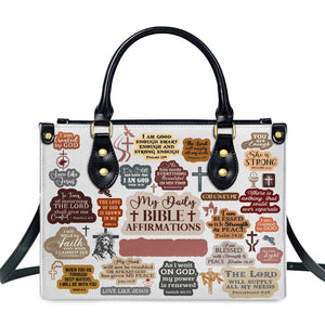 My Daily Bible Affirmation - Thoughtful Gift For Christians - Personalized Leather Handbag With Handle - AT4081229