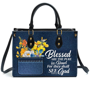 Blessed Are The Pure In Heart Matthew 58 Spiritual - Unique Personalized Leather Handbag - AT4080927