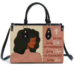 In God I Put My Faith - Thoughtful Gift For Christians - Personalized Leather Handbag With Handle - AT4080832