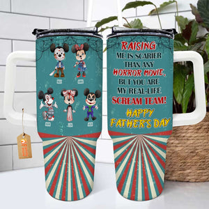 Raising Us Is Scary Than Any Horror Movie - Gift For Mom And Dad - Personalized 40oz Tumbler Cup With Straw - CL15 NA94