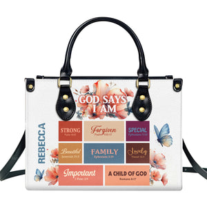 God Says I Am - Thoughtful Gift For Christians - Personalized Leather Handbag With Handle - AT4080970