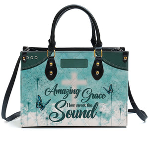 Lovely Dandelion - Amazing Grace - Scripture Gifts For Women Of God - Personalized Leather Handbag With Handle - AT4081328