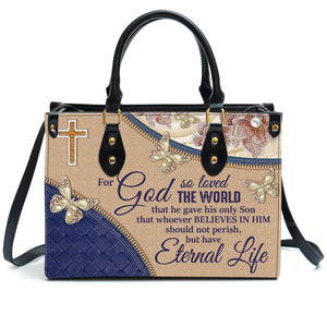 For God So Loved The World - Thoughtful Gift For Christians - Personalized Leather Handbag With Handle - AT4080738