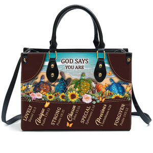 God Says You Are Lovely - Beautiful Personalized Turtle Leather Handbag - AT4080804