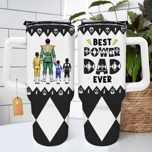 Power Of Dad Is The Most Powerful Thing - Gift For Dad - Personalized 40oz Tumbler Cup With Straw - CL21 NA94