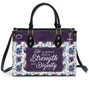 Proverbs 3125 She Is Clothed With Strength And Dignity - Thoughtful Gift For Christians - Personalized Leather Handbag With Handle - AT4081311