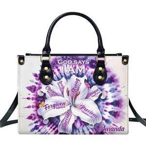 God Says I Am - Awesome Personalized Leather Handbag - AT4080968