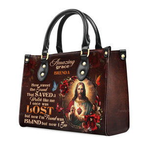 Jesus Amazing Grace - Thoughtful Gift For Christians - Personalized Leather Handbag With Handle - AT4081223