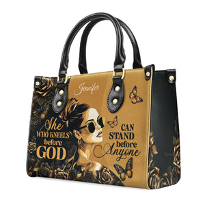 She Who Kneels Before God - Personalized Leather Handbag With Handle - AT4081232