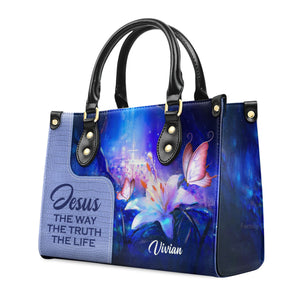 Jesus The Way The Truth The Life - Scripture Gifts For Women Of God - Personalized Leather Handbag With Handle - AT4080607