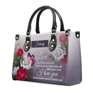 Love Is A Gift From God - Thoughtful Gift For Christians - Personalized Leather Handbag With Handle - AT4080917