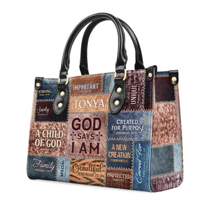 God Says I Am - Thoughtful Gift For Christians - Personalized Leather Handbag With Handle - AT4080972