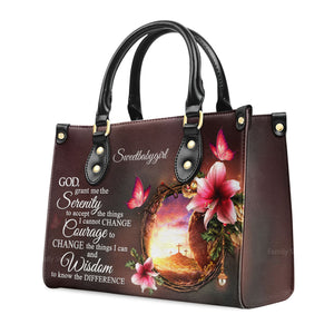 God, Grant Me The Serenity To Accept The Things I Cannot Change - Thoughtful Gift For Christians - Personalized Leather Handbag With Handle - AT4080805