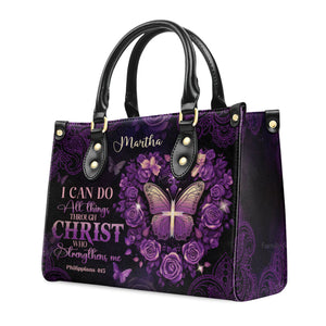 I Can Do All Things - Scripture Gifts For Women Of God - Personalized Leather Handbag With Handle - AT4081210