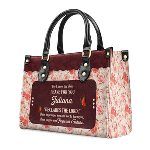 Jeremiah 2911 For I Know The Plans I Have For You - Personalized Leather Handbag With Handle - AT4080916