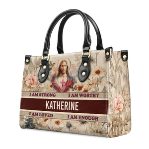 I Am Enough - Thoughtful Gift For Christians - Personalized Leather Handbag With Handle - AT4081205