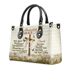 Amazing Grace - Thoughtful Gift For Christians - Personalized Leather Handbag With Handle - AT4080946