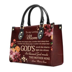 To My Loving Mom - Personalized Leather Handbag With Handle - AT4081444