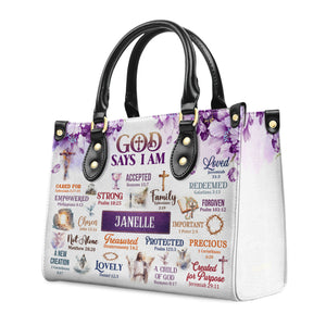 God Says I Am - Beautiful Personalized Leather Handbag - AT4080971