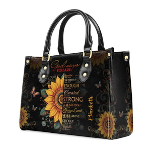 Sunflower God Says You Are - Awesome Personalized Leather Handbag - AT4081233