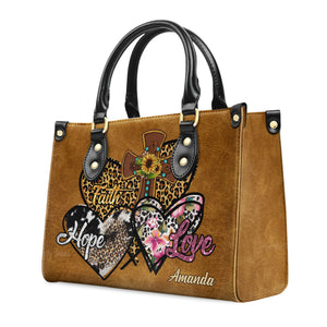 Faith Hope Love - Thoughtful Gift For Christians - Personalized Leather Handbag With Handle - AT4080962