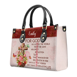 For God So Loved The World Christian Valentine - Unique Personalized Leather Handbag - AT4080932