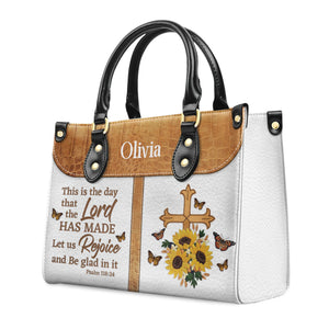 Cross This Is The Day That The Lord Has Made - Beautiful Personalized Leather Handbag - AT4081406