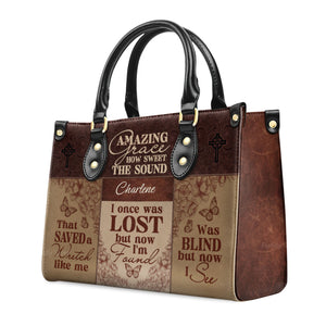 Amazing Grace - Thoughtful Gift For Christians - Personalized Leather Handbag With Handle - AT4080945