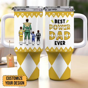 Power Of Dad Is The Most Powerful Thing - Gift For Dad - Personalized 40oz Tumbler Cup With Straw - CL21 NA94