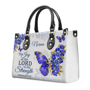 Nehemiah 810 The Joy Of The Lord Is My Strength - Thoughtful Gift For Christians - Personalized Leather Handbag With Handle - AT4080919