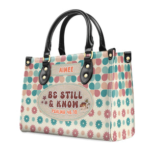 Be Still And Know - Personalized Leather Handbag With Handle - AT4080704