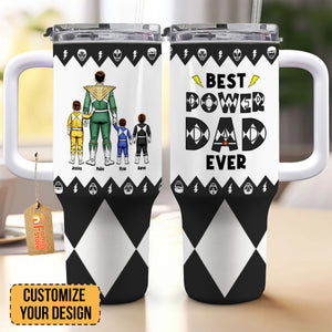 Power Of Dad Is The Most Powerful Thing - Gift For Dad - Personalized 40oz Tumbler Cup With Straw - CL21 NA94