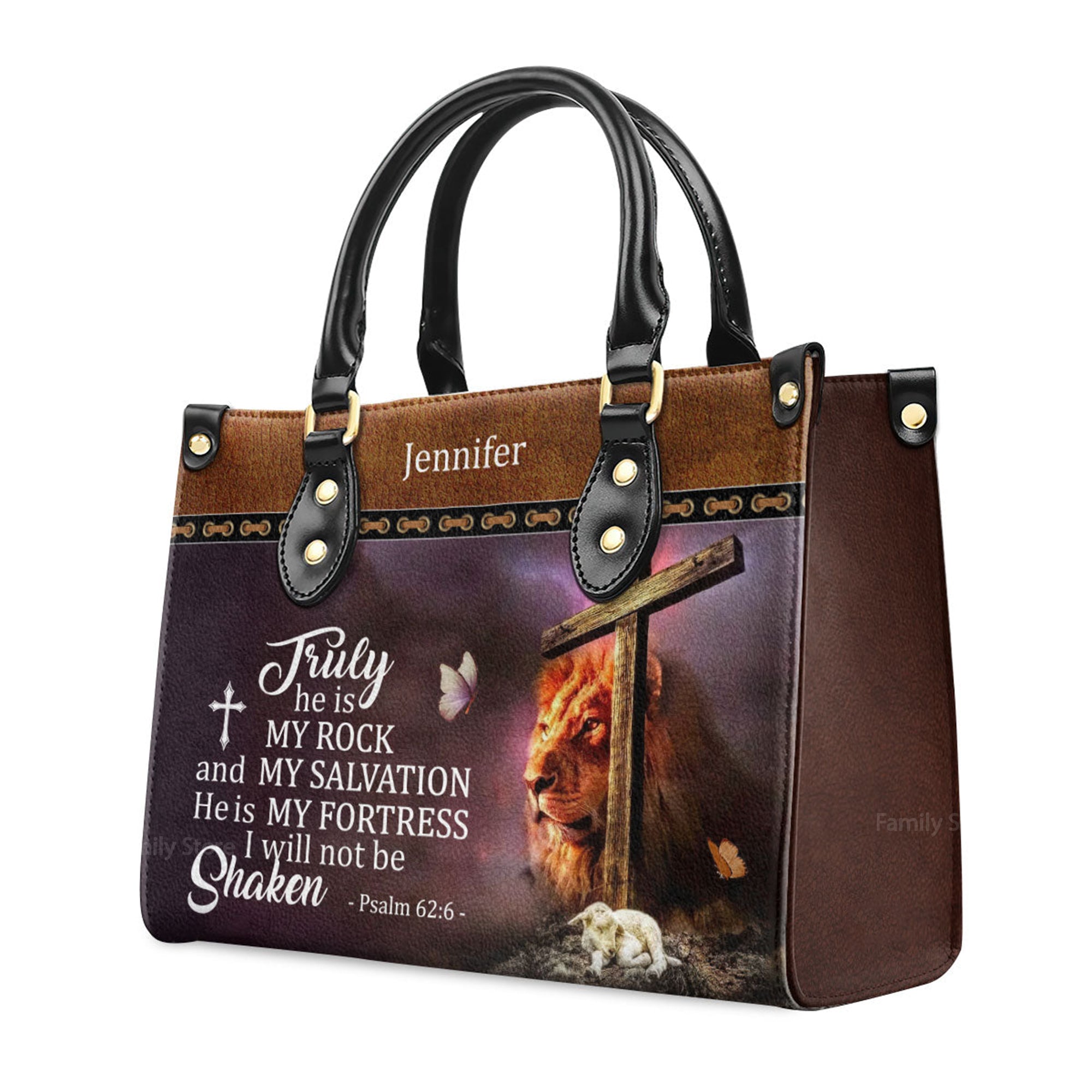 Truly He Is My Rock And My Salvation - Personalized Leather Handbag With Handle - AT4081338