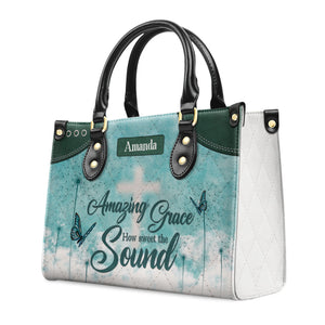 Lovely Dandelion - Amazing Grace - Scripture Gifts For Women Of God - Personalized Leather Handbag With Handle - AT4081328