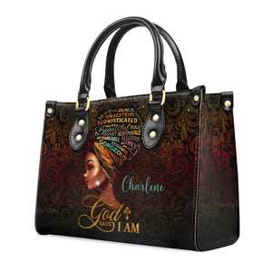 God Says I Am - Personalized Leather Handbag With Handle - AT4080904