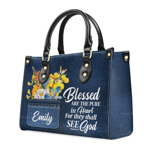 Blessed Are The Pure In Heart Matthew 58 Spiritual - Unique Personalized Leather Handbag - AT4080927